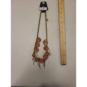 Edge Necklace Orange Beaded Chain Fashion Jewelry Costume Statement Necklace